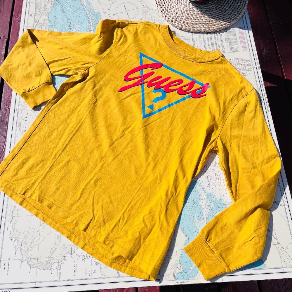 Guess Yellow Long Sleeve Graphic Tee